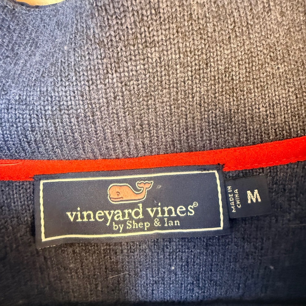 Vineyard Vines Seaward Quilted and Fleece Half Zip Navy Blue Medium - Picture 2 of 9